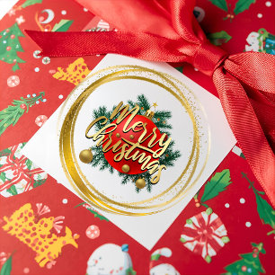 Glücklicher Weihnachtsaufkleber Quadratischer Aufkleber
