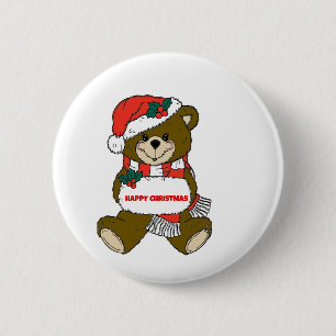 Glücklicher Weihnachtsbär Button