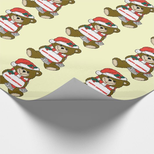 Glücklicher Weihnachtsbär Geschenkpapier (Ecke)