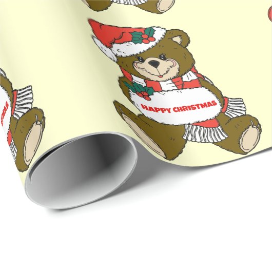 Glücklicher Weihnachtsbär Geschenkpapier (Rolleneckpunkt)