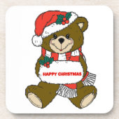 Glücklicher Weihnachtsbär Getränkeuntersetzer (Vorderseite)