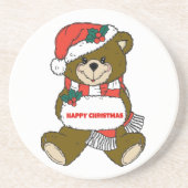 Glücklicher Weihnachtsbär Getränkeuntersetzer (Vorne)