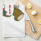 Glücklicher Weihnachtsbär Handtuch (Viertel Falte)