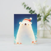 Glücklicher Weihnachtsbär mit Santa-Mütze Postkarte (Stehend Vorderseite)