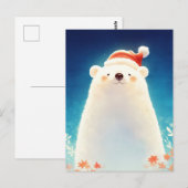 Glücklicher Weihnachtsbär mit Santa-Mütze Postkarte (Vorne/Hinten)