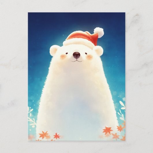 Glücklicher Weihnachtsbär mit Santa-Mütze Postkarte (Vorderseite)