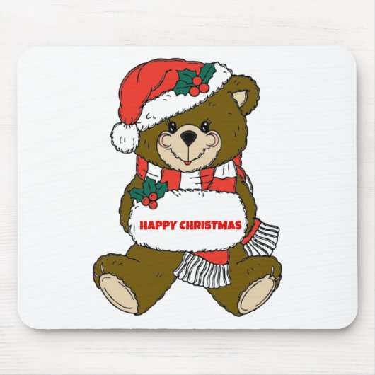 Glücklicher Weihnachtsbär Mousepad (Vorne)