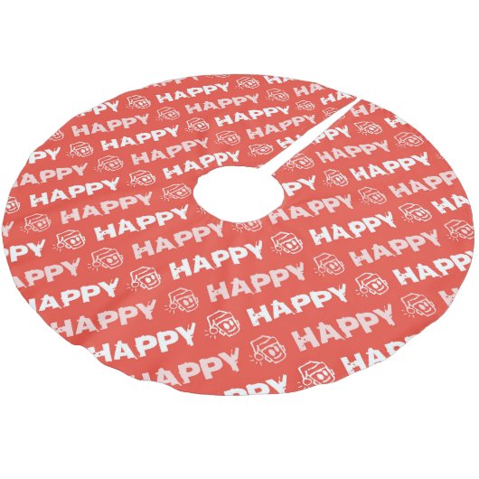 Glücklicher Weihnachtsbaumrock Polyester Weihnachtsbaumdecke (Schrägansicht)