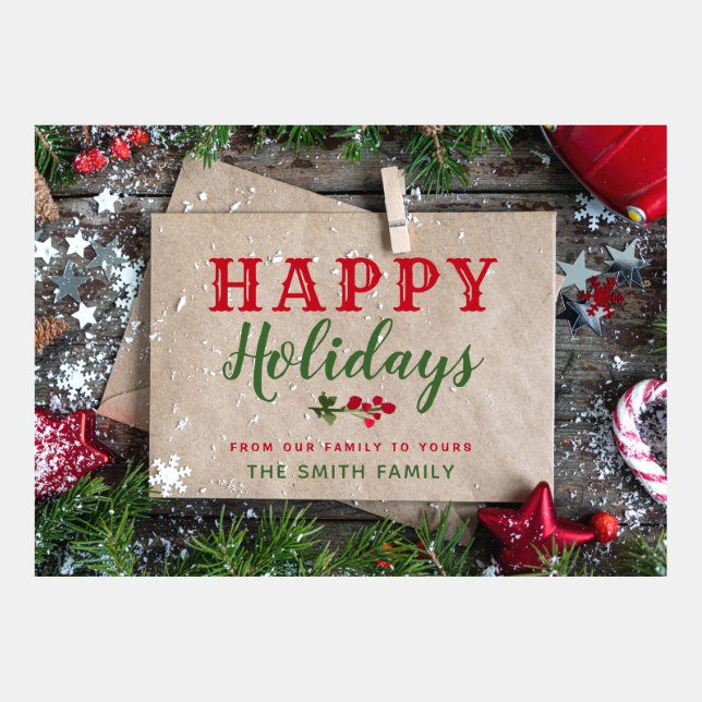 Glücklicher Weihnachtsbrief mit rustikalem Weihnac (Vorderseite)