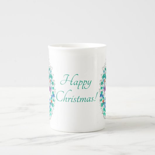 Glücklicher Weihnachtskranz Porzellantasse (Vorderseite)