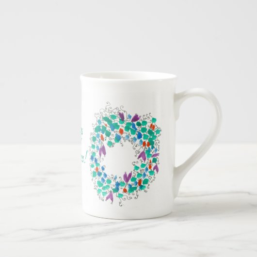 Glücklicher Weihnachtskranz Porzellantasse (Rechts)