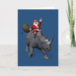 Glücklicher Weihnachtsmann auf Rhino Rhinoceros Feiertagskarte