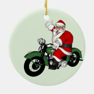 Glücklicher Weihnachtsmann Biker Keramik Ornament