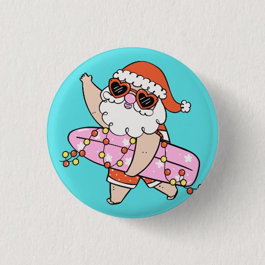 Glücklicher Weihnachtsmann Button (Vorderseite)