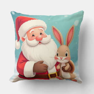Glücklicher Weihnachtsmann in einer schneebedeckte Kissen