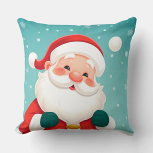 Glücklicher Weihnachtsmann in schneelandschaftlich Kissen