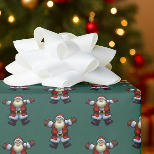 Glücklicher Weihnachtsmann Pixel Art Muster Geschenkpapier