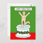 Glücklicher Weihnachtsmann springt aus einem Kuche Postkarte (Vorne/Hinten)