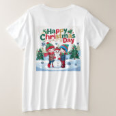 Glücklicher Weihnachtstag Große Größe T-Shirt (Design Rückseite)