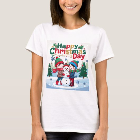 Glücklicher Weihnachtstag T-Shirt (Vorderseite)