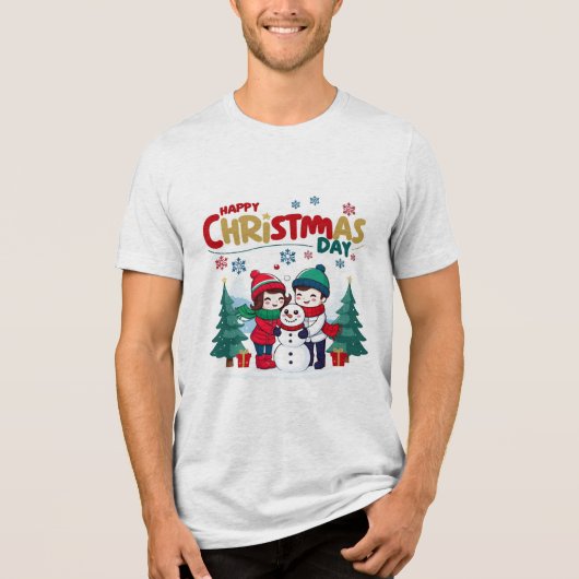 Glücklicher Weihnachtstag Tri-Blend Shirt (Vorderseite)