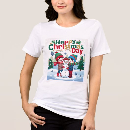 Glücklicher Weihnachtstag Tri-Blend Shirt (Vorderseite)