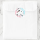 Glücklicher Weißer Pudel Cartoon Runder Aufkleber (Tasche)