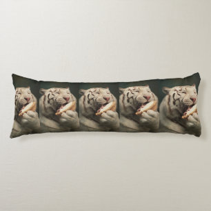 Glücklicher Weißer Tiger – Whimsical Body Kissen