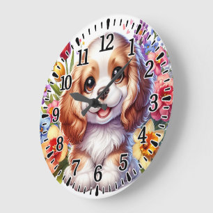 Glücklicher Welpe Große Wanduhr