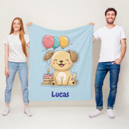 Glücklicher Welpe, Junge, 1. Geburtstagsgeschenk,  Fleecedecke