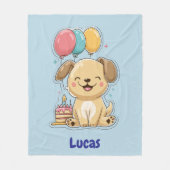 Glücklicher Welpe, Junge, 1. Geburtstagsgeschenk, Fleecedecke (Vorderseite)