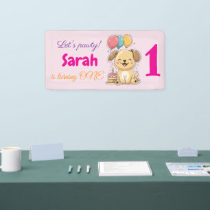 Glücklicher Welpe, Mädchen, Lass uns feiern, 1. Ge Banner