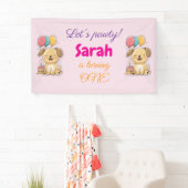 Glücklicher Welpe, Mädchen, Lass uns feiern, 1. Ge Banner (Insitu)