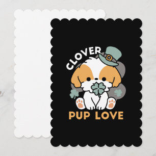 Glücklicher Welpe mit Kleeblatt – St. Patrick's Da Einladung