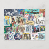 Glücklicher Weltpostkartentag - Postage mit Mensch Postkarte (Vorderseite)