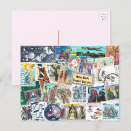 Glücklicher Weltpostkartentag - Postage mit Mensch Postkarte