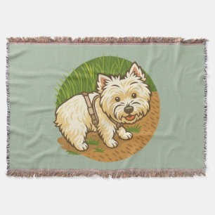 Glücklicher Westie auf dem Naturpfad Decke