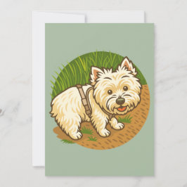 Glücklicher Westie auf dem Naturpfad Einladung