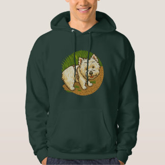 Glücklicher Westie auf dem Naturpfad Hoodie