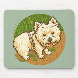 Glücklicher Westie auf dem Naturpfad Mousepad