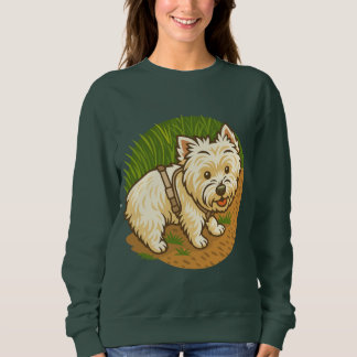Glücklicher Westie auf dem Naturpfad Sweatshirt