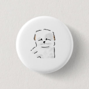 Glücklicher winkender weißer Welpe Geschenk für Hu Button