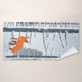 Glücklicher Winter mit Waldlandschaft und Fuchs Badehandtuch (Badehandtuch)