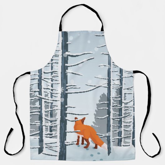 Glücklicher Winter mit Waldlandschaft und Fuchs Schürze (Vorderseite)