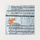 Glücklicher Winter mit Waldlandschaft und Fuchs Wandteppich (Vorderseite (Horizontal))