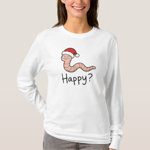 Glücklicher Wurm mit Santa-Hut Weihnachtsdesign T-Shirt