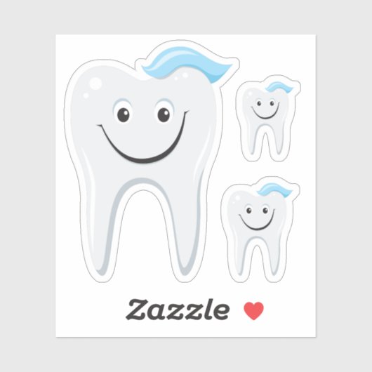 Glücklicher Zahn mit Zahnpasta Aufkleber (Blatt)