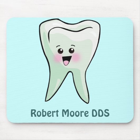 Glücklicher Zahn personalisiert (irgendein Name) Mousepad (Vorne)