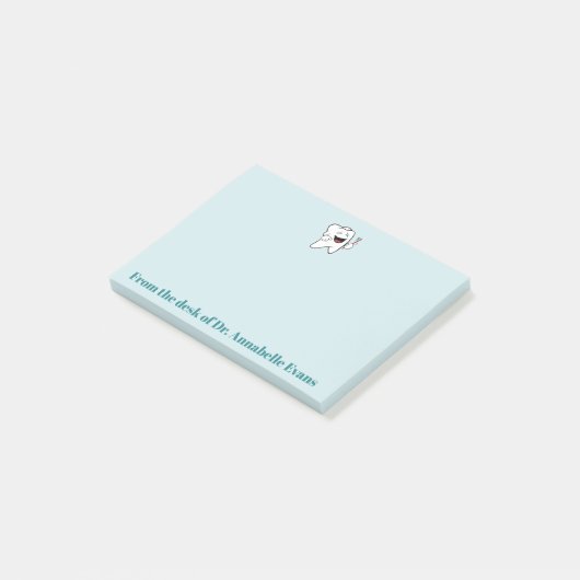 Glücklicher Zahn und Bürste Post-it Klebezettel (angewinkelt)