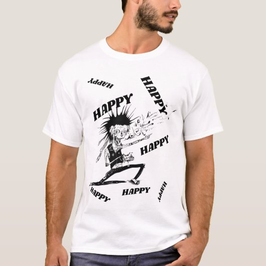 GLÜCKLICHER ZOMBIE, WEISSES T-SHIRT FÜR MÄNNER (Vorderseite)